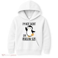 Funny IM Not Short IM Penguin Size Cute Penguin Gift Kids Hoodie thumb 0