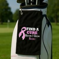 Find A Cure Before I Grow Boobs Golf Towel thumb 2