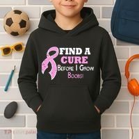 Find A Cure Before I Grow Boobs Kids Hoodie thumb 2