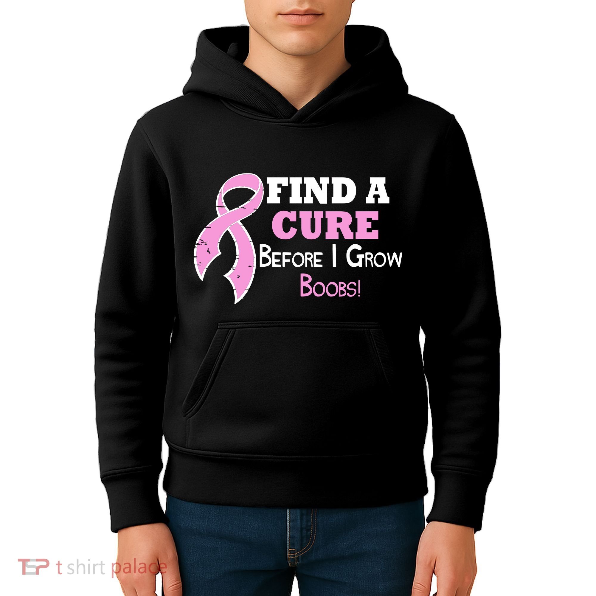 Find A Cure Before I Grow Boobs Kids Hoodie