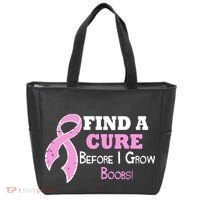 Find A Cure Before I Grow Boobs Tote Bag thumb 0