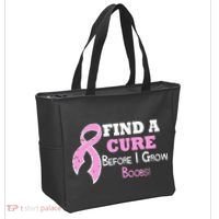 Find A Cure Before I Grow Boobs Tote Bag thumb 2