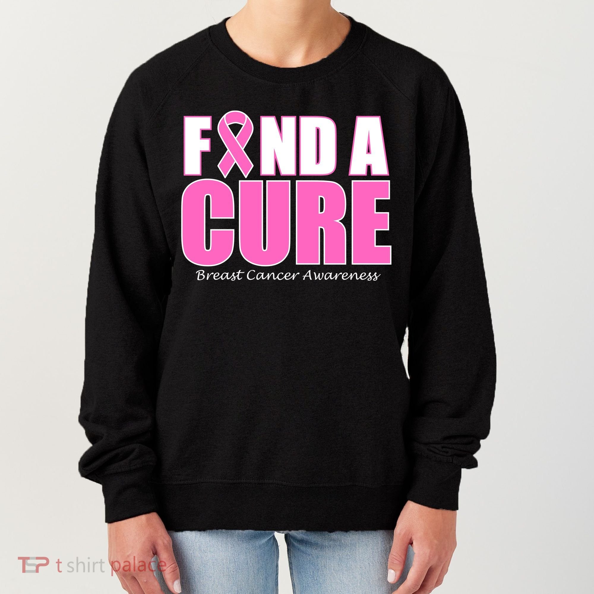 Find A Cure Breast Cancer Awareness Ribbon Women's Sweatshirt