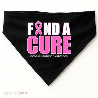 Find A Cure Breast Cancer Awareness Ribbon USA-Made Doggie Bandana