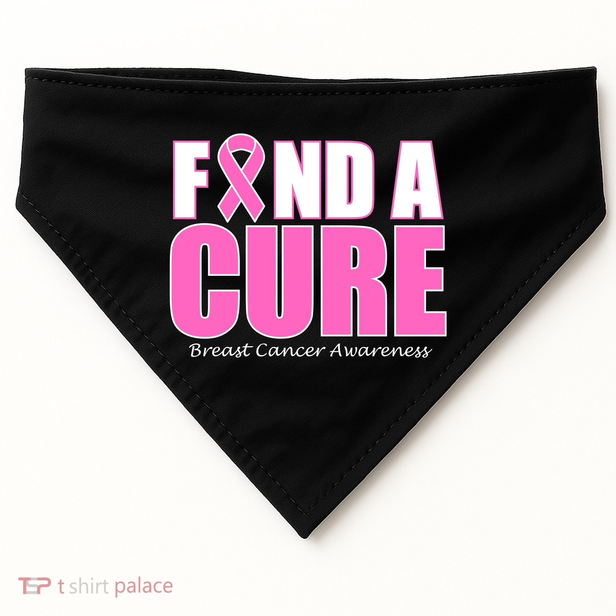 Find A Cure Breast Cancer Awareness Ribbon USA-Made Doggie Bandana