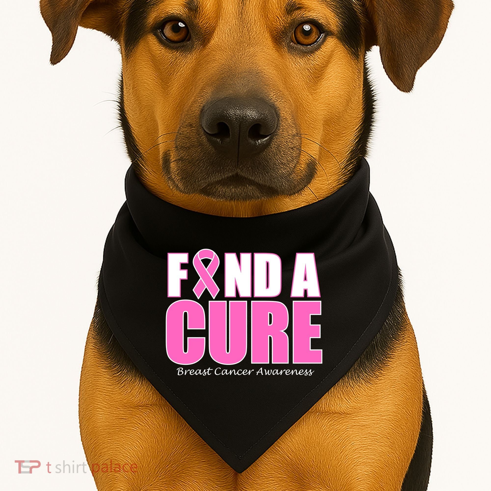 Find A Cure Breast Cancer Awareness Ribbon USA-Made Doggie Bandana