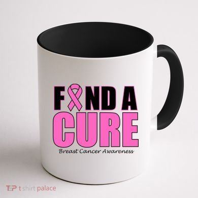 Find A Cure Breast Cancer Awareness Ribbon Coffee Mug back