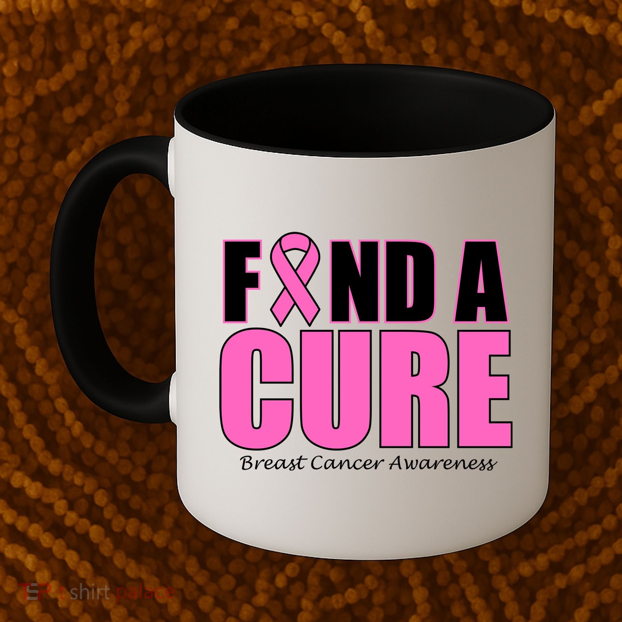 Find A Cure Breast Cancer Awareness Ribbon Coffee Mug