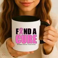 Find A Cure Breast Cancer Awareness Ribbon Coffee Mug thumb 3