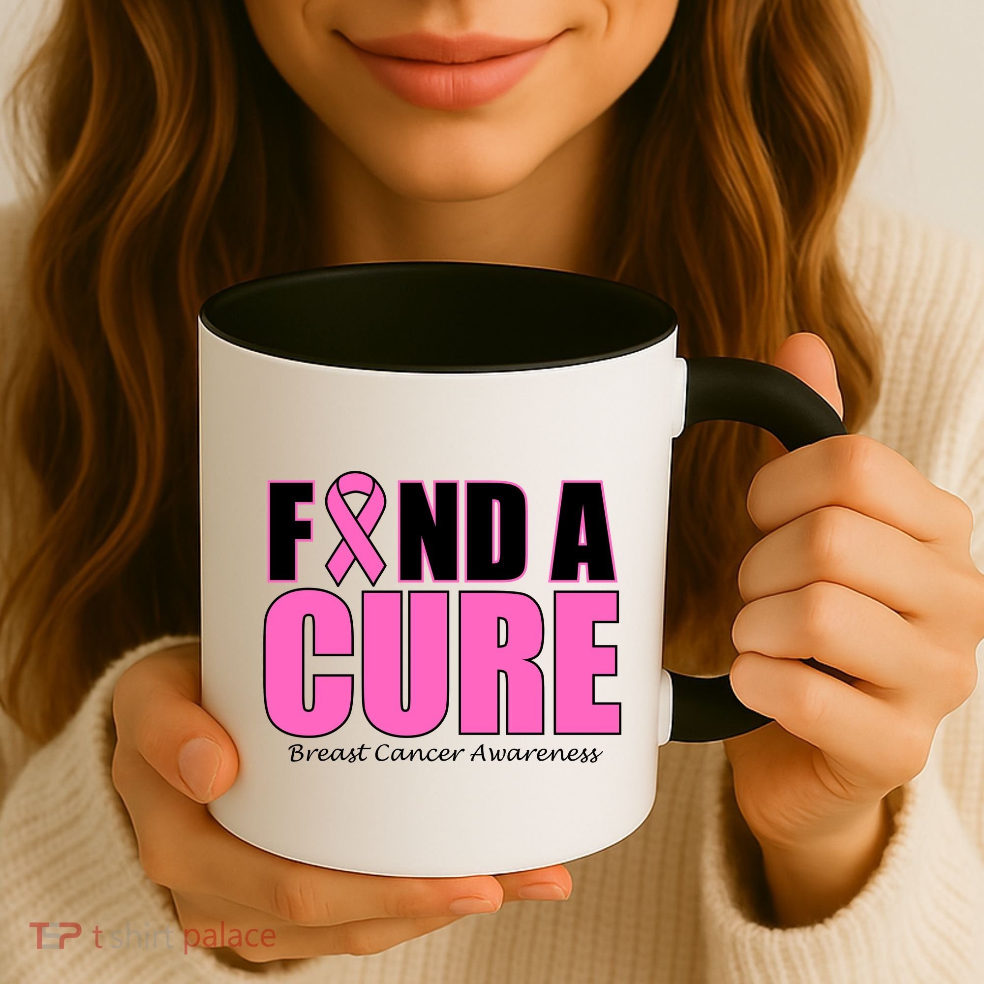 Find A Cure Breast Cancer Awareness Ribbon Coffee Mug