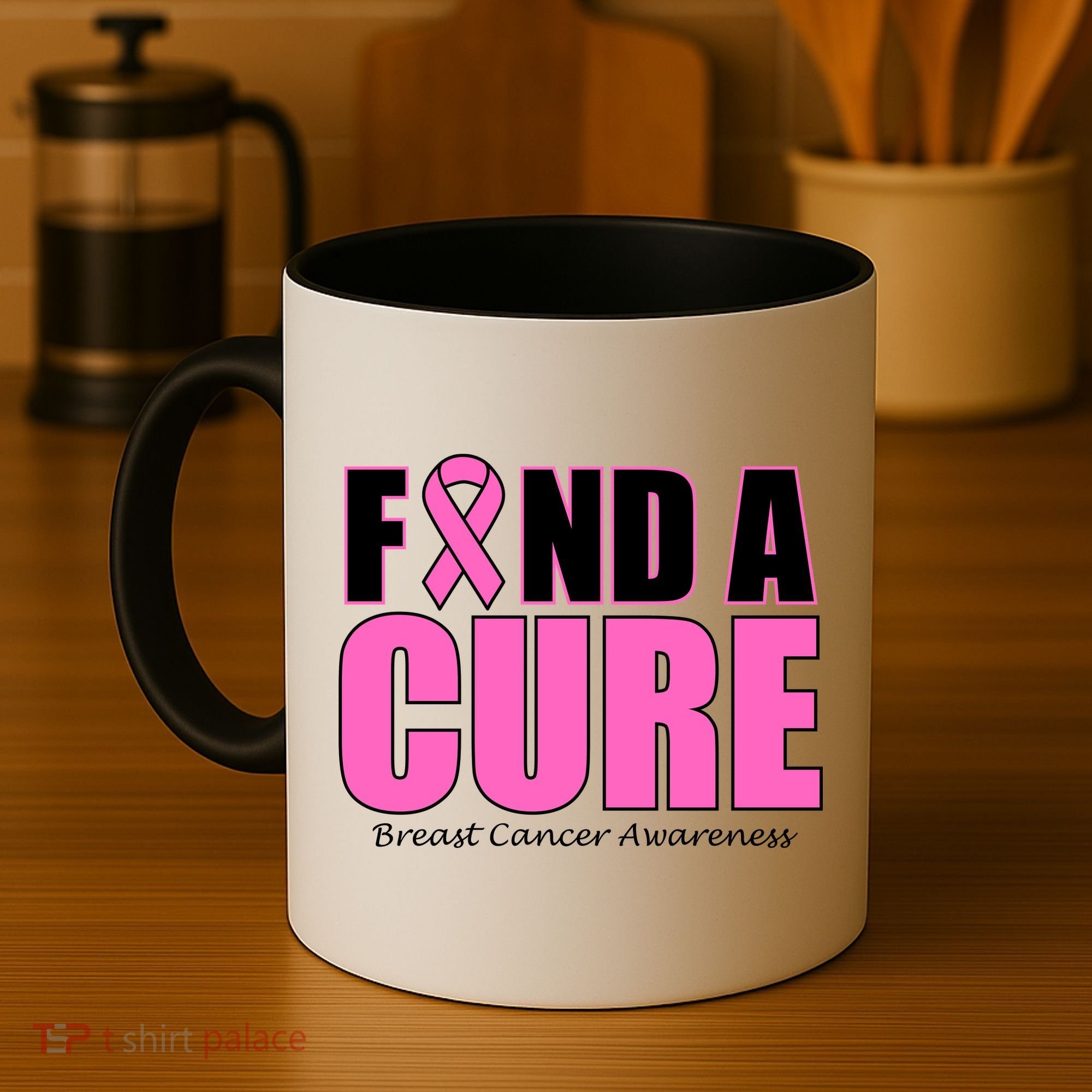Find A Cure Breast Cancer Awareness Ribbon Coffee Mug