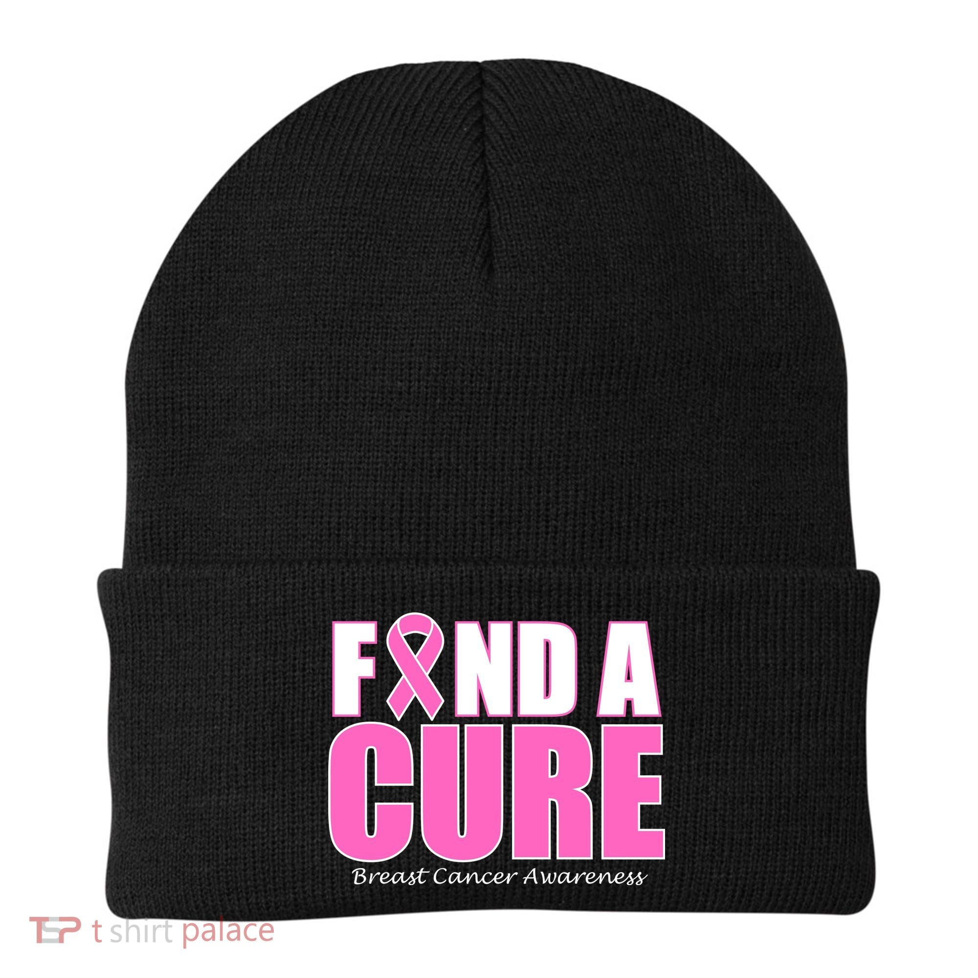 Find A Cure Breast Cancer Awareness Ribbon Beanie