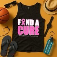 Find A Cure Breast Cancer Awareness Ribbon Tank Top thumb 4