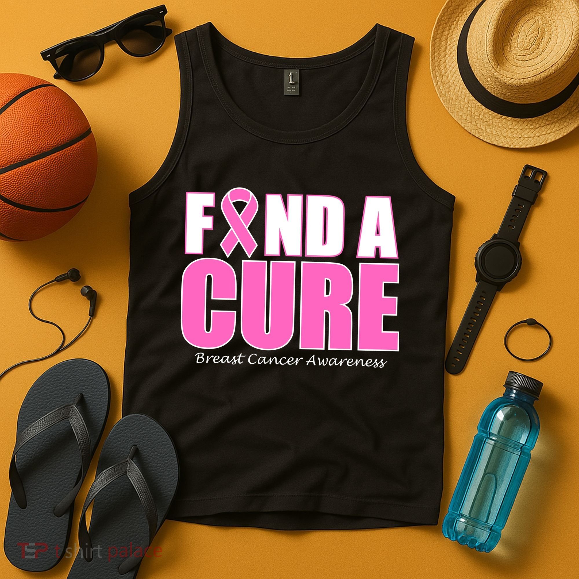 Find A Cure Breast Cancer Awareness Ribbon Tank Top