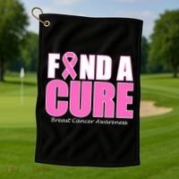Find A Cure Breast Cancer Awareness Ribbon Golf Towel thumb 1