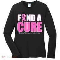 Find A Cure Breast Cancer Awareness Ribbon Women's Long Sleeve Shirt thumb 0