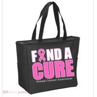 Find A Cure Breast Cancer Awareness Ribbon Tote Bag thumb 2