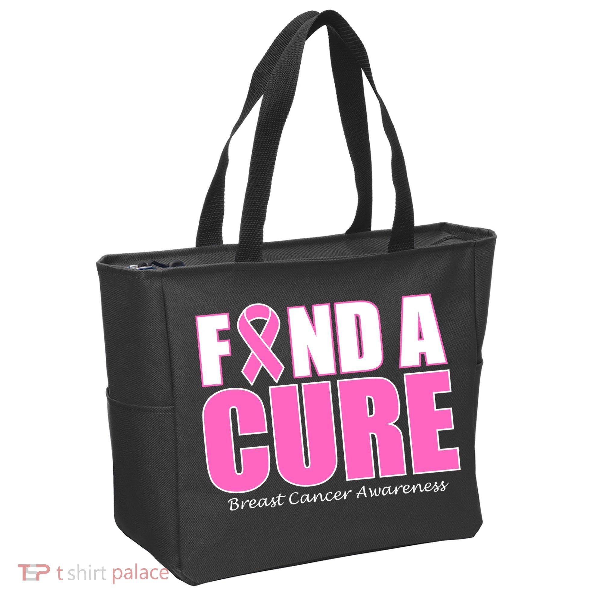 Find A Cure Breast Cancer Awareness Ribbon Tote Bag