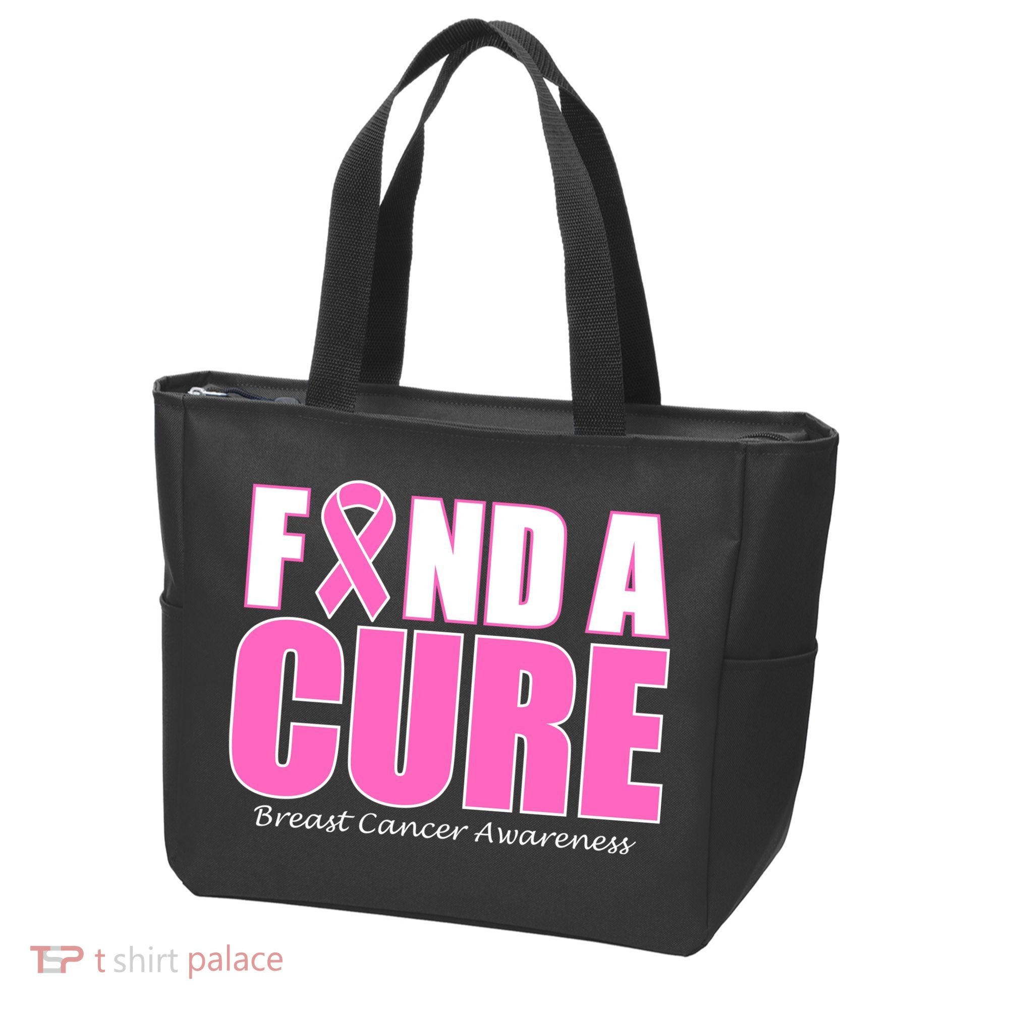 Find A Cure Breast Cancer Awareness Ribbon Tote Bag