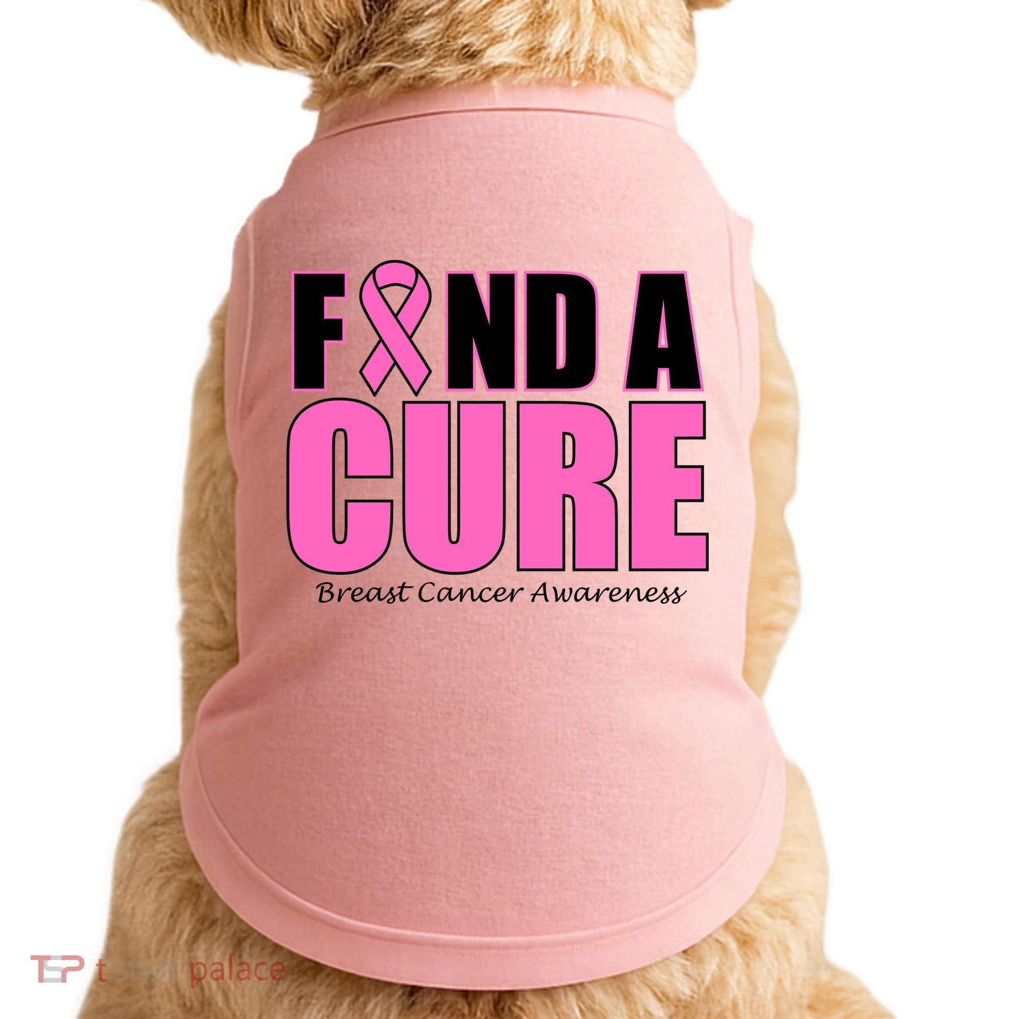 Find A Cure Breast Cancer Awareness Ribbon Doggie Tank
