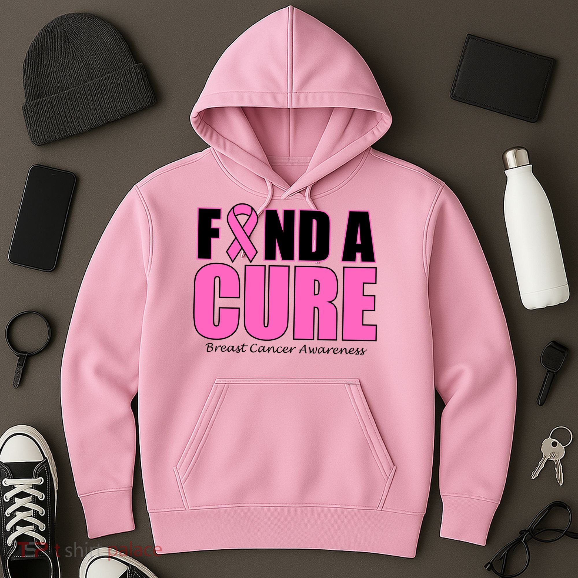 Find A Cure Breast Cancer Awareness Ribbon Hoodie