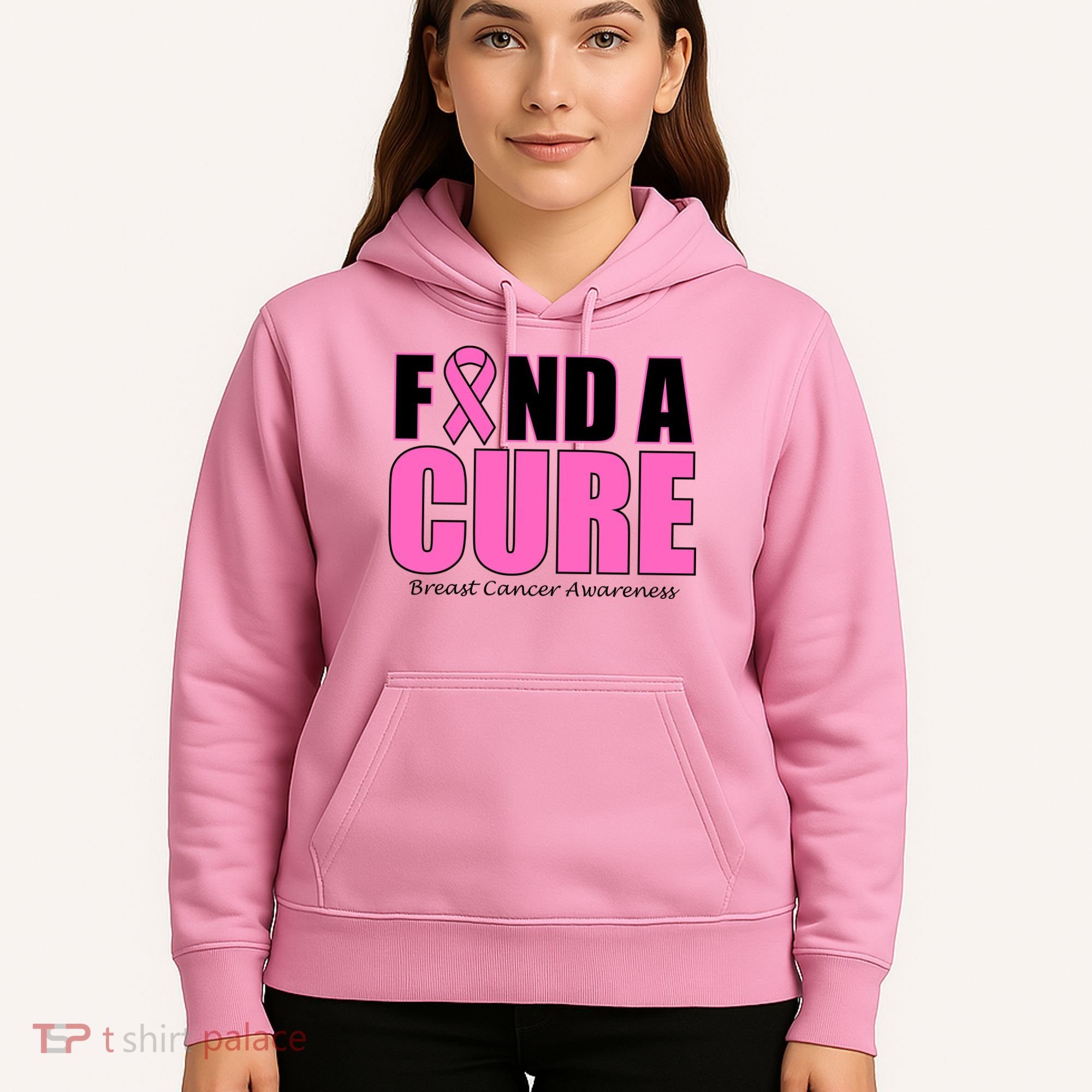Find A Cure Breast Cancer Awareness Ribbon Hoodie