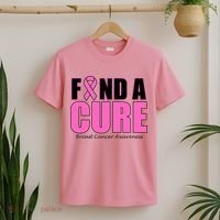 Find A Cure Breast Cancer Awareness Ribbon T-Shirt thumb 2