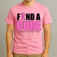 Find A Cure Breast Cancer Awareness Ribbon T-Shirt thumb 3