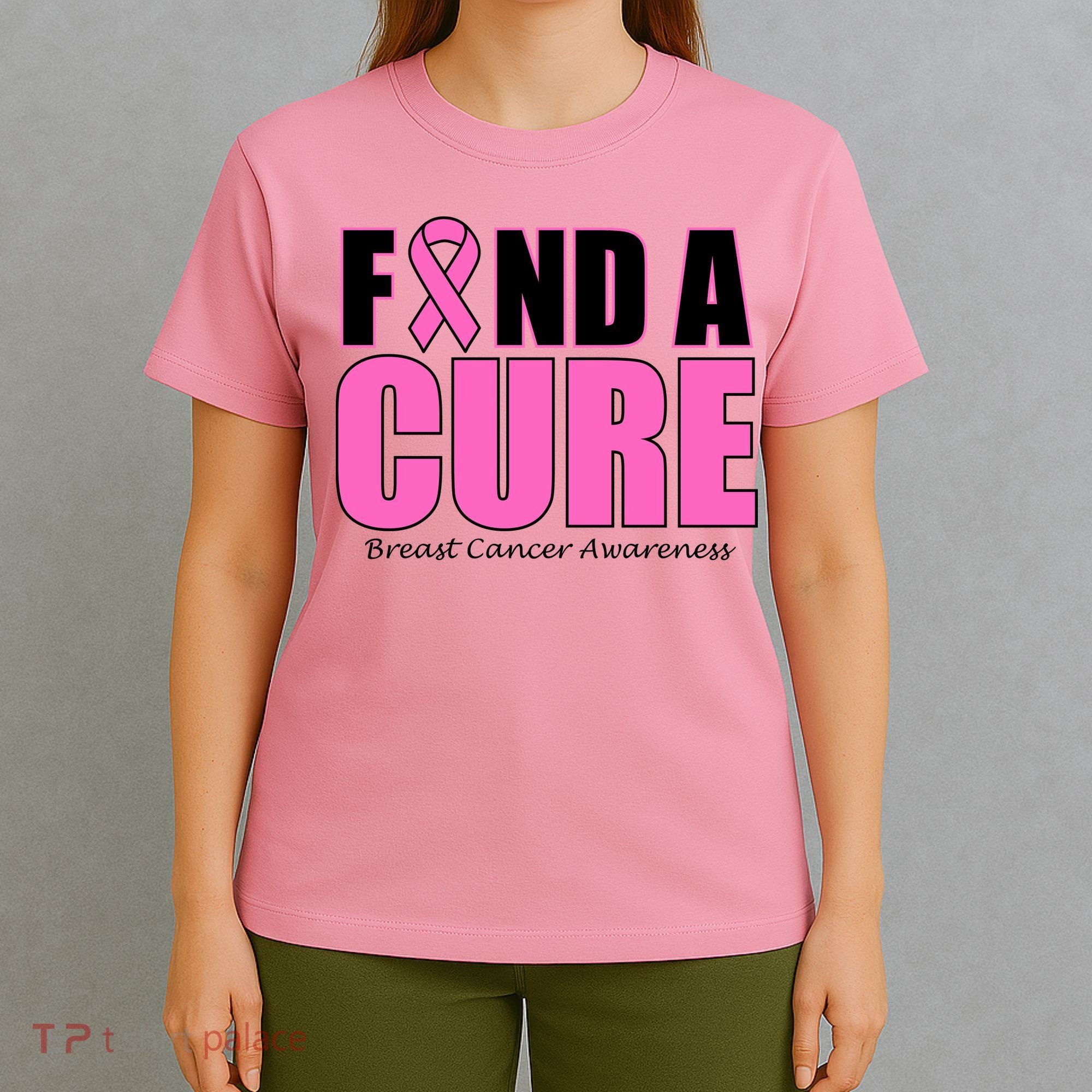 Find A Cure Breast Cancer Awareness Ribbon T-Shirt