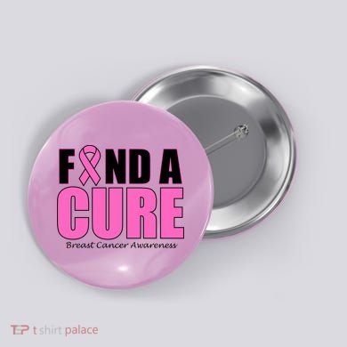 Find A Cure Breast Cancer Awareness Ribbon Button