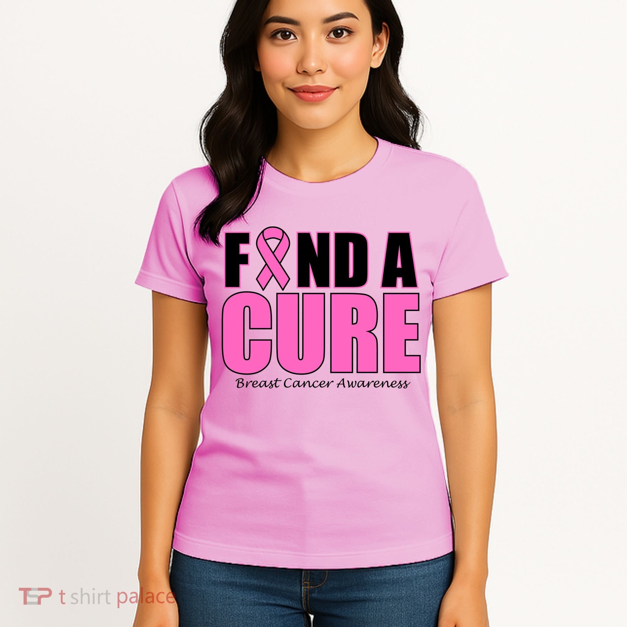 Find A Cure Breast Cancer Awareness Ribbon Women's T-Shirt