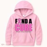 Find A Cure Breast Cancer Awareness Ribbon Kids Hoodie thumb 0