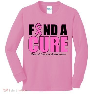 Find A Cure Breast Cancer Awareness Ribbon Kids Long Sleeve Shirt
