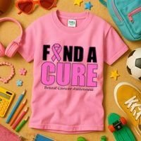 Find A Cure Breast Cancer Awareness Ribbon Kids T-Shirt thumb 3