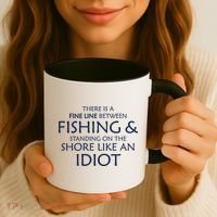 Fine Line Between Fishing And Idiots Coffee Mug thumb 3