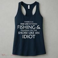 Fine Line Between Fishing And Idiots Women's Tank Top thumb 3