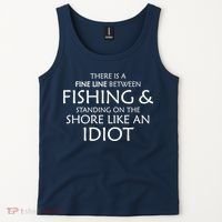 Fine Line Between Fishing And Idiots Tank Top thumb 2