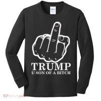 Finger Trump U Son of a B Kids Long Sleeve Shirt thumb 0