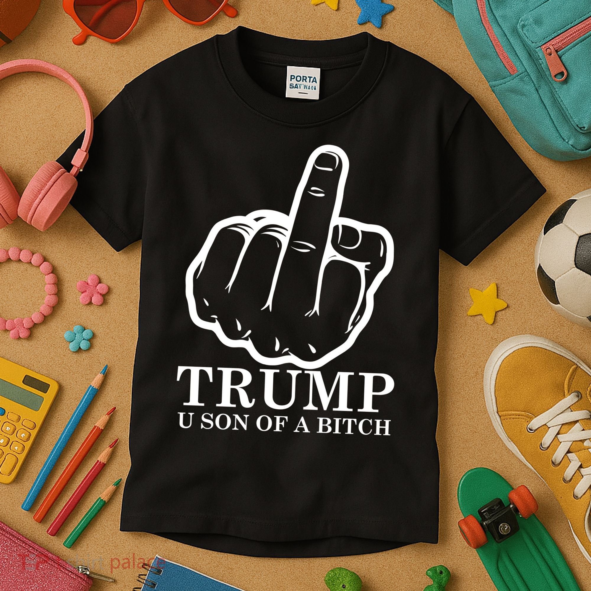 Finger Trump U Son of a B Kids T-Shirt