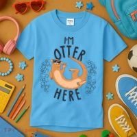 Funny I'm Otter Here Kids T-Shirt thumb 3