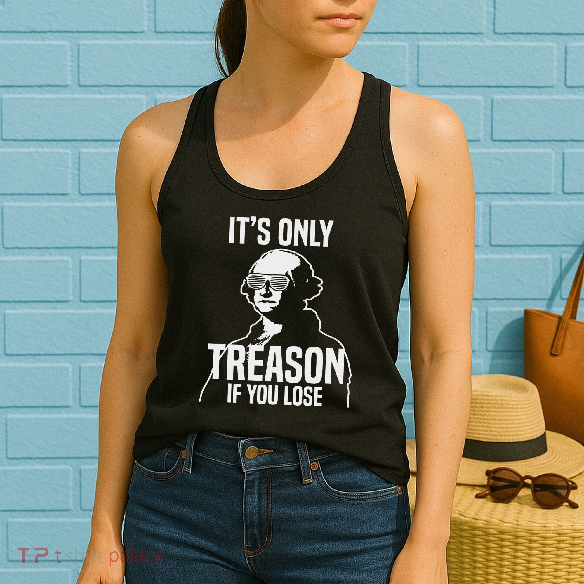 Funny It's Only Treason If You Lose George Washington Nerd Women's Tank Top