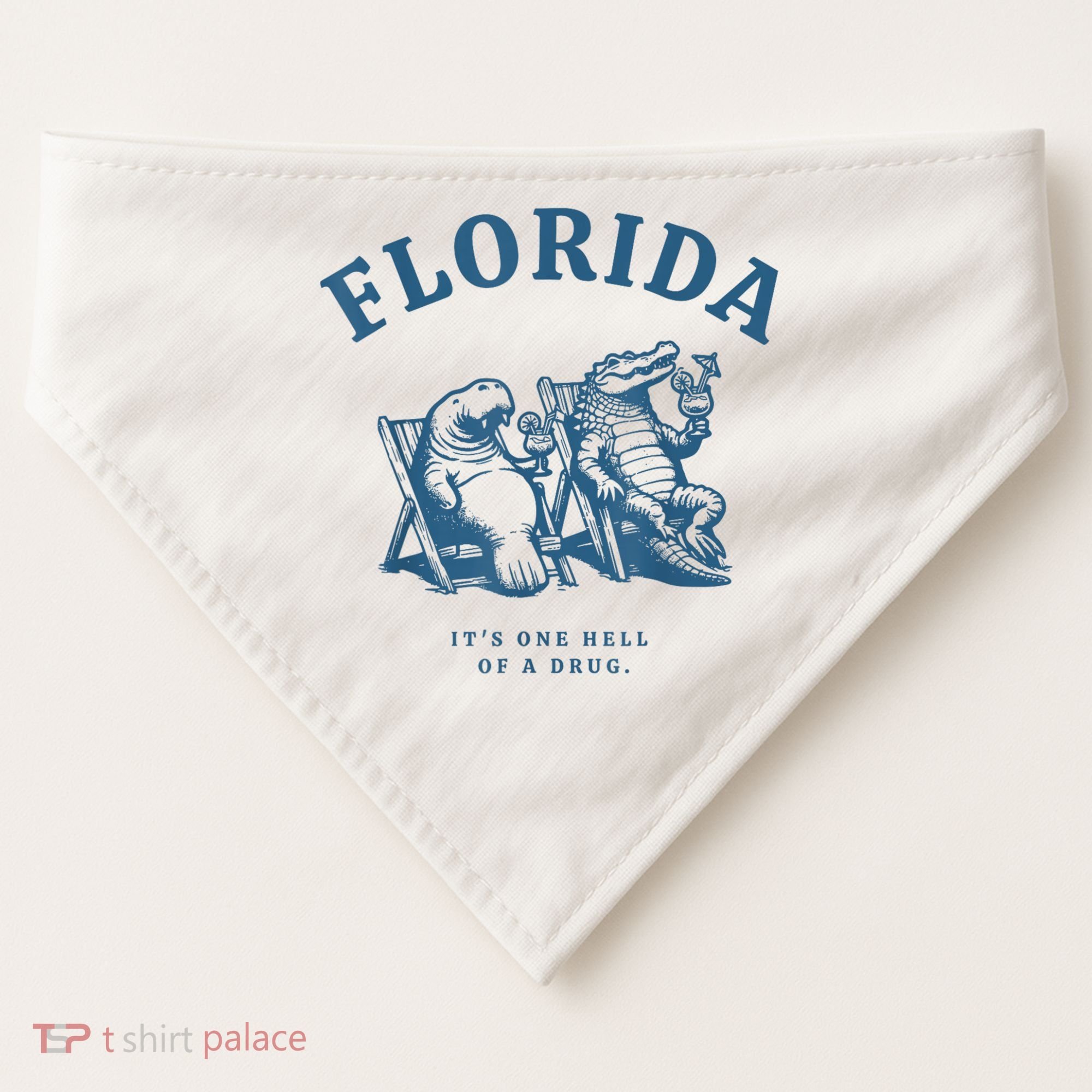 Florida ItS One Hell Of A Drug Funny Crocodile And Manatees USA-Made Doggie Bandana