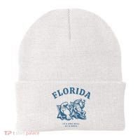 Florida ItS One Hell Of A Drug Funny Crocodile And Manatees Beanie thumb 0