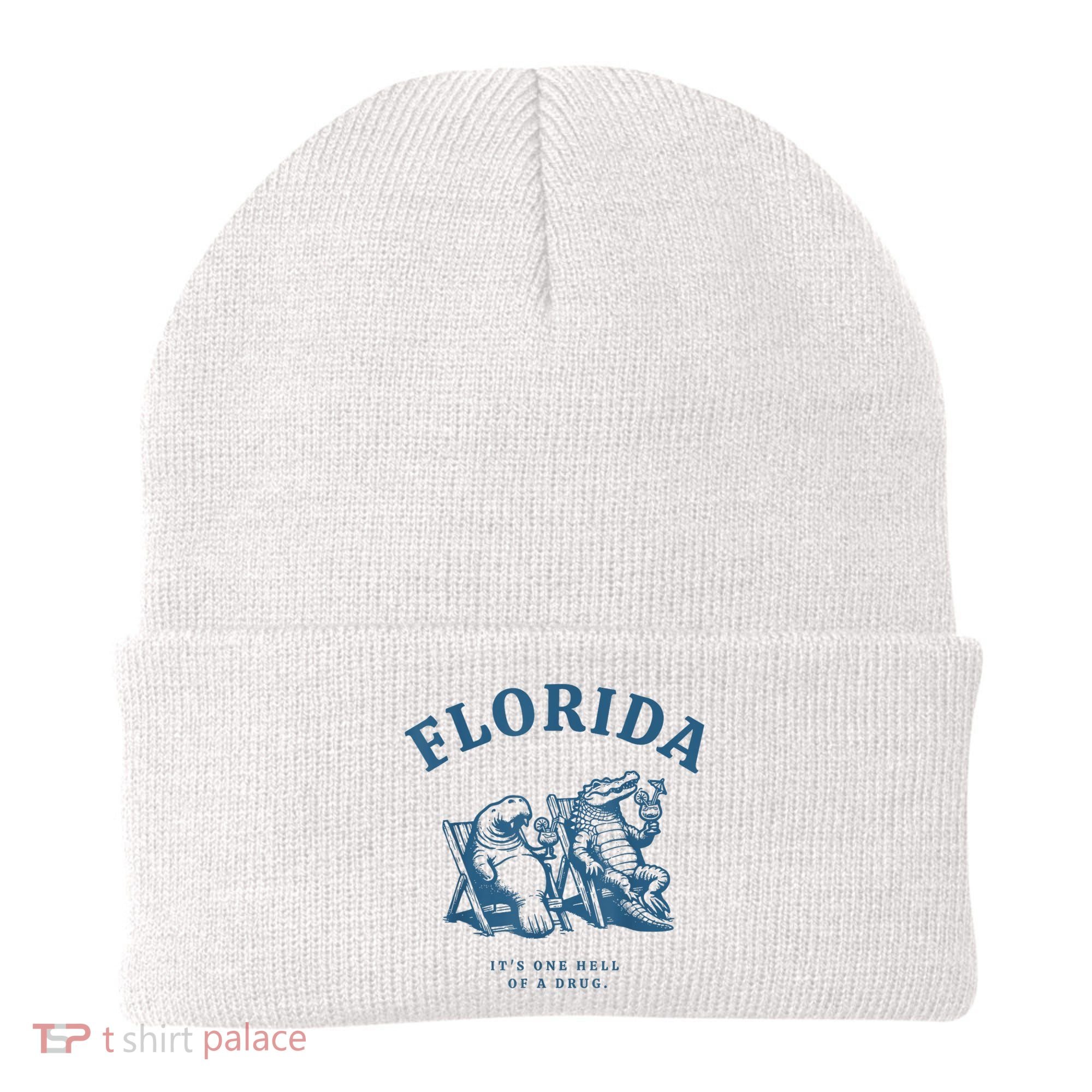 Florida ItS One Hell Of A Drug Funny Crocodile And Manatees Beanie