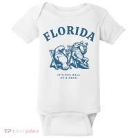 Florida ItS One Hell Of A Drug Funny Crocodile And Manatees Baby Bodysuit thumb 0