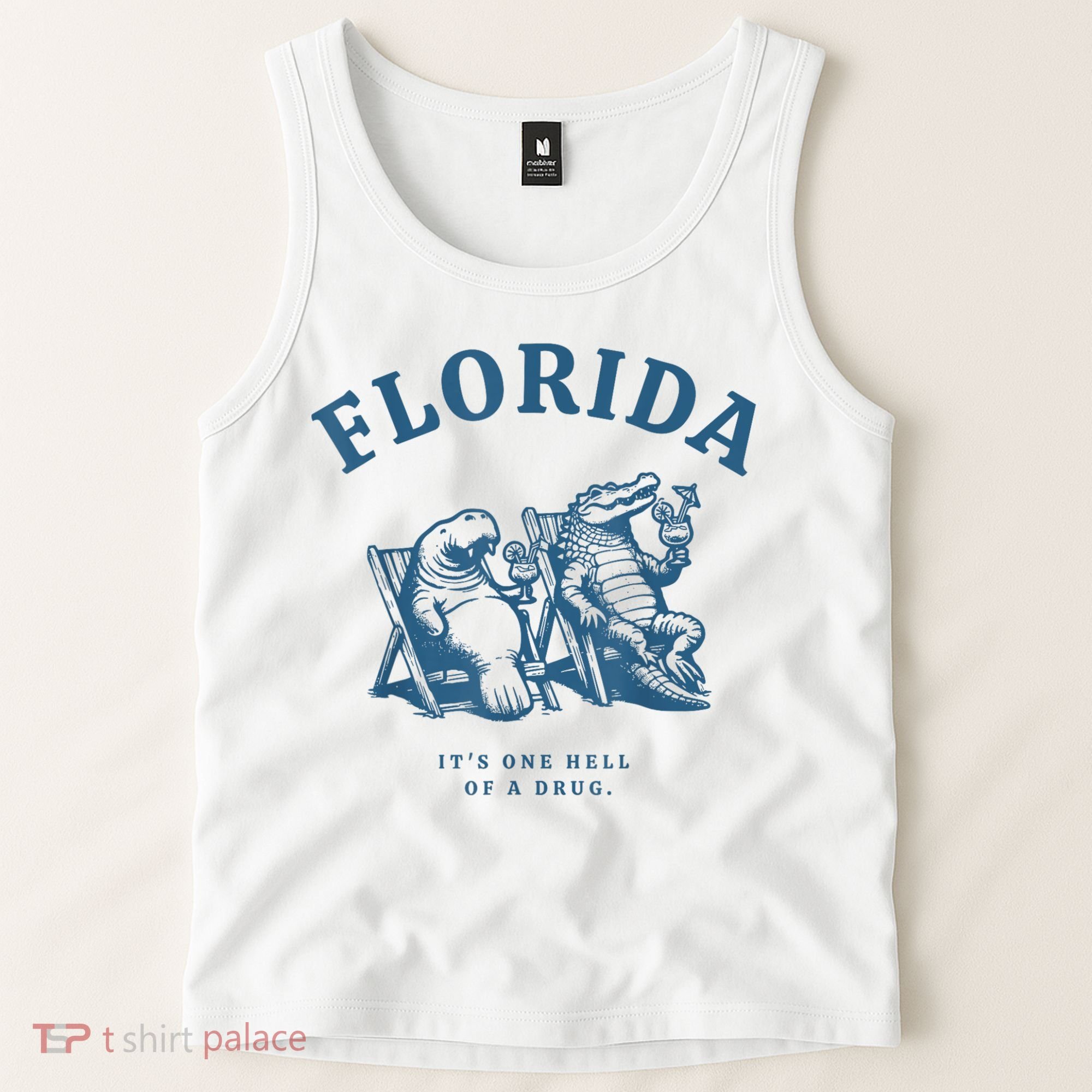 Florida ItS One Hell Of A Drug Funny Crocodile And Manatees Tank Top