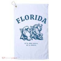 Florida ItS One Hell Of A Drug Funny Crocodile And Manatees Golf Towel thumb 0