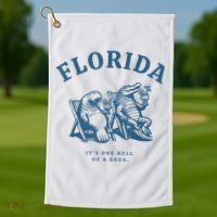 Florida ItS One Hell Of A Drug Funny Crocodile And Manatees Golf Towel thumb 1