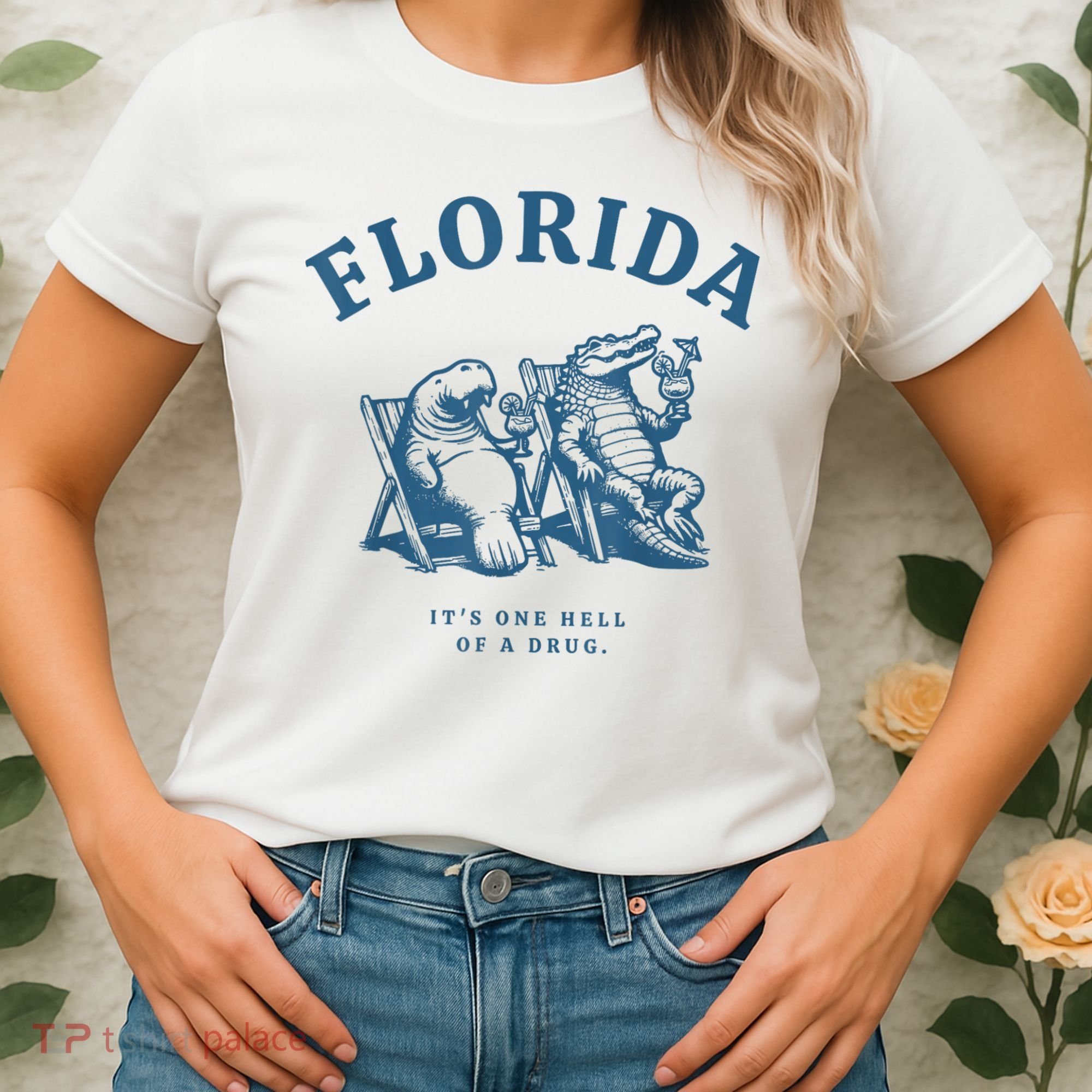Florida ItS One Hell Of A Drug Funny Crocodile And Manatees Women's T-Shirt