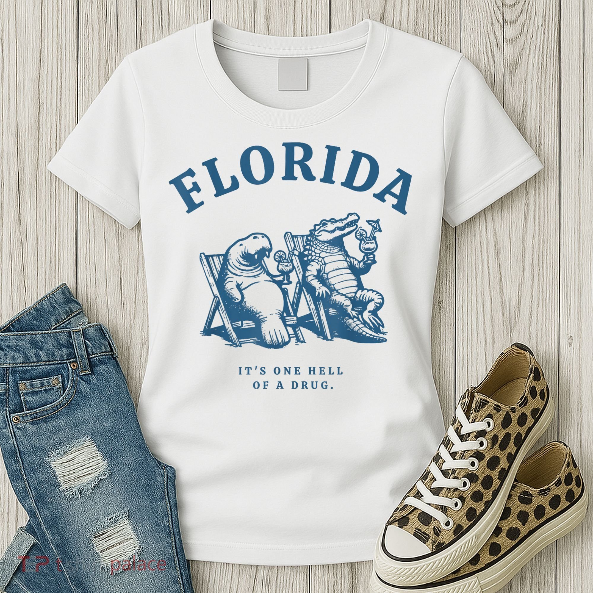 Florida ItS One Hell Of A Drug Funny Crocodile And Manatees Women's T-Shirt